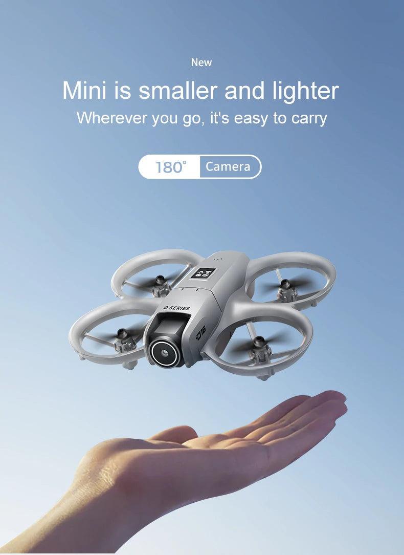 2025 D16 Mini Drone Cámara HD 4K 1080P 180 ° Lente Dron profesional para evitar obstáculos flujo óptico FPV Dron RC Quadcopter juguetes