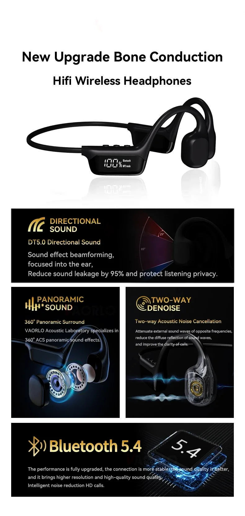 Xiaomi-auriculares de conducción ósea, inalámbricos por Bluetooth 5,4, deportivos, IPX8, resistentes al agua, para nadar, con reproductor MP3 de 32G RAM
