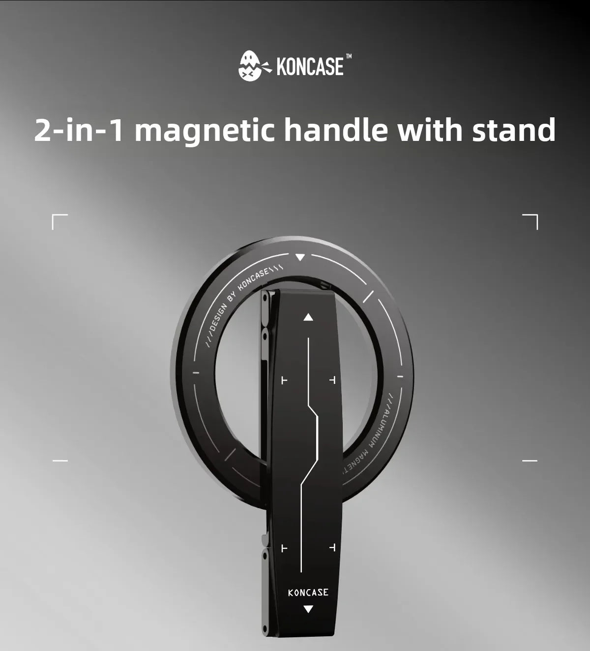 Soporte magnético para teléfono KONCASE 2 en 1 MagSafe 360 ° Accesorio para teléfono con soporte ajustable multifuncional de aleación de aluminio ultrafino