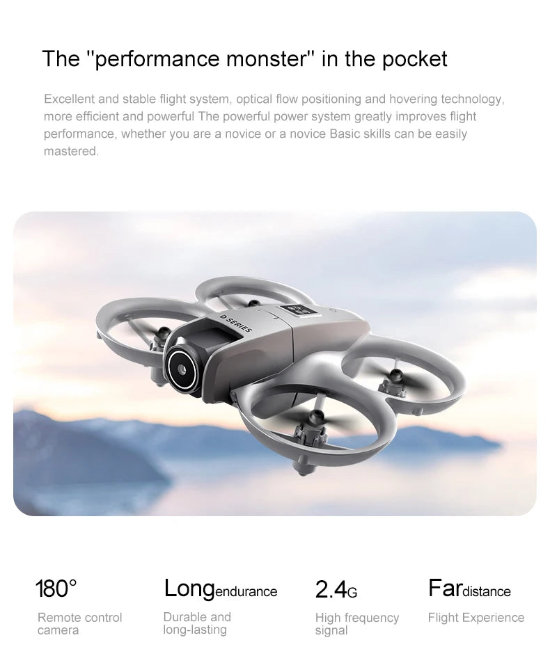 2025 D16 Mini Drone Cámara HD 4K 1080P 180 ° Lente Dron profesional para evitar obstáculos flujo óptico FPV Dron RC Quadcopter juguetes