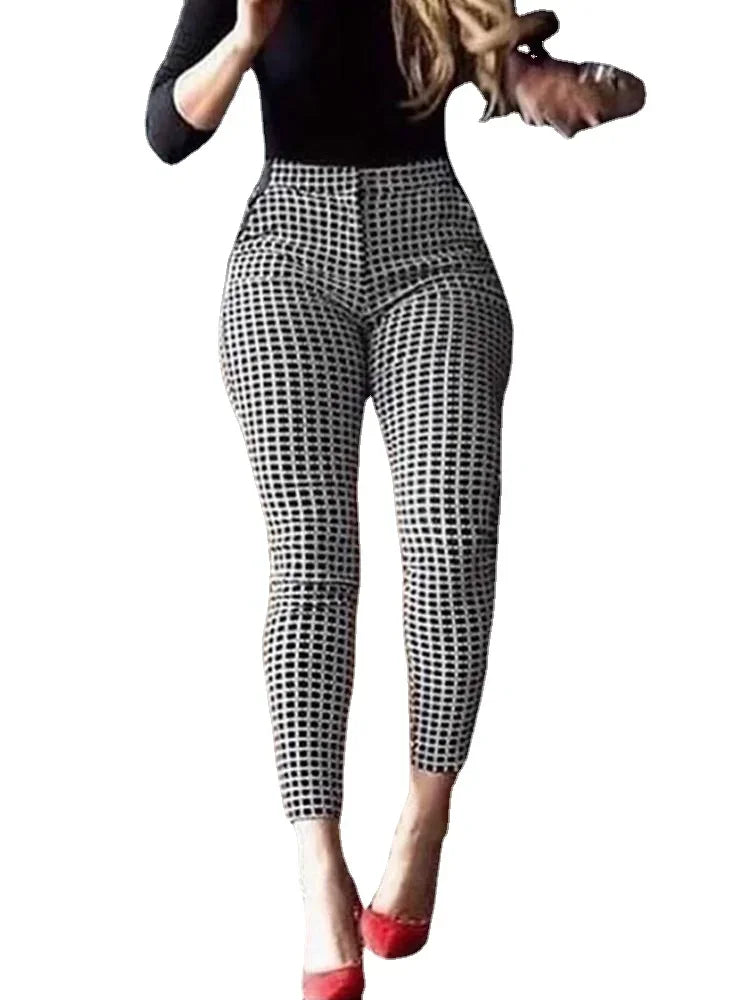 Pantalones ajustados de cintura alta para mujer, pantalón informal a la moda