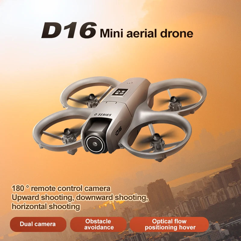 2025 D16 Mini Drone Cámara HD 4K 1080P 180 ° Lente Dron profesional para evitar obstáculos flujo óptico FPV Dron RC Quadcopter juguetes