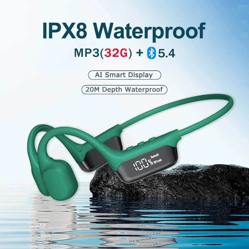 Xiaomi-auriculares de conducción ósea, inalámbricos por Bluetooth 5,4, deportivos, IPX8, resistentes al agua, para nadar, con reproductor MP3 de 32G RAM