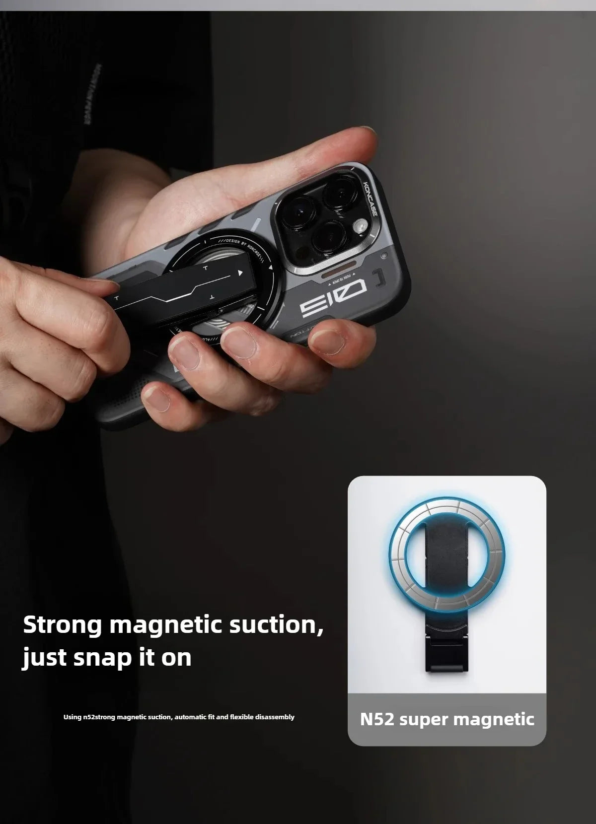 Soporte magnético para teléfono KONCASE 2 en 1 MagSafe 360 ° Accesorio para teléfono con soporte ajustable multifuncional de aleación de aluminio ultrafino