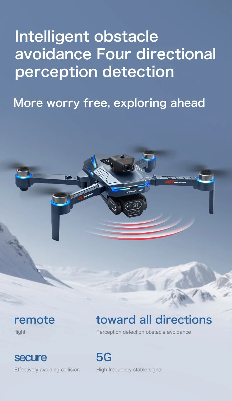 2025 Nuevo GT8 Drone GPS 8K Profesional HD 360 ° Cámaras duales 5G WIFI motores sin escobillas evitación de obstáculos juguetes de cuadricóptero plegables
