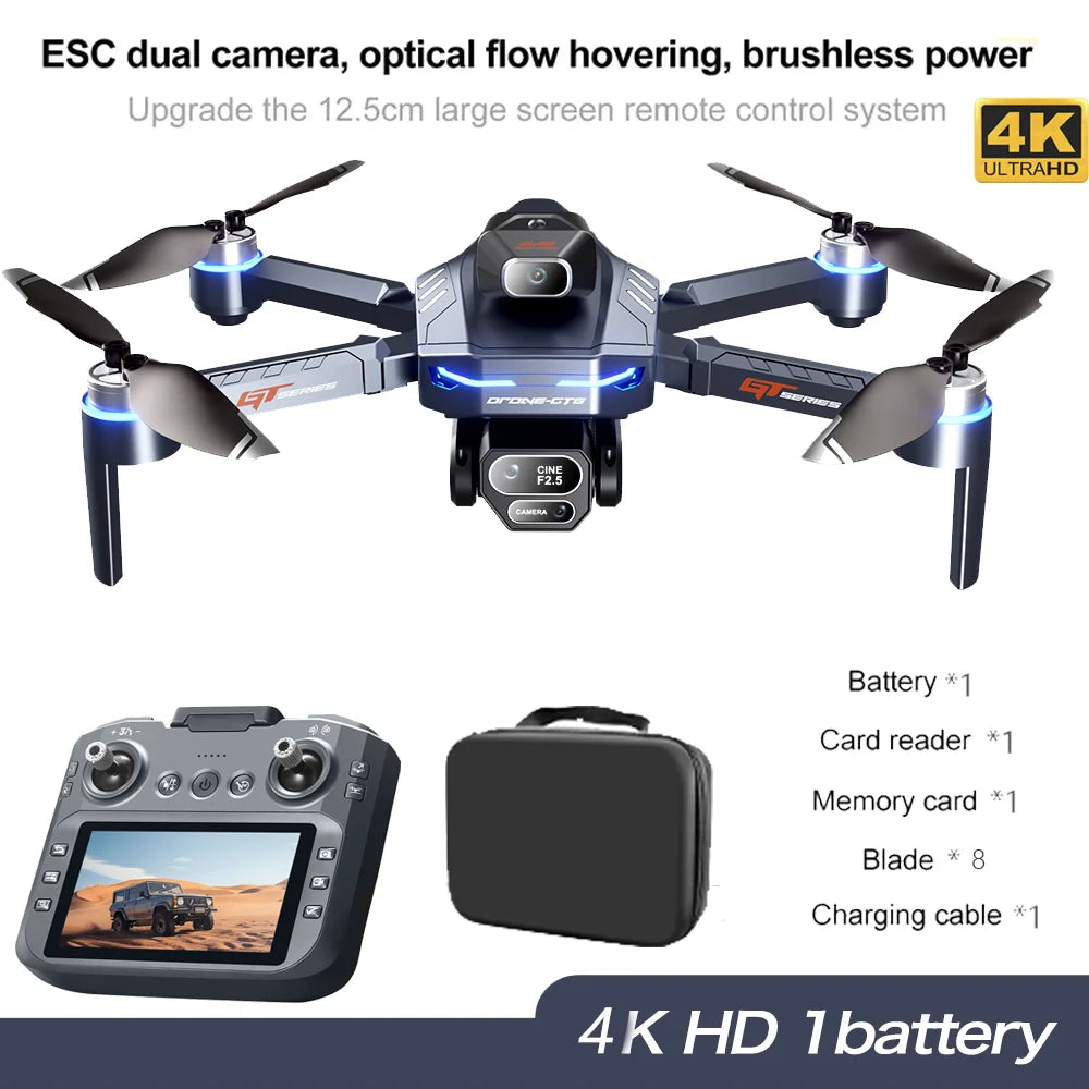 2025 Nuevo GT8 Drone GPS 8K Profesional HD 360 ° Cámaras duales 5G WIFI motores sin escobillas evitación de obstáculos juguetes de cuadricóptero plegables