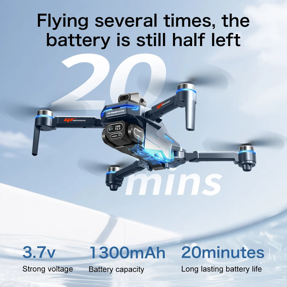 2025 Nuevo GT8 Drone GPS 8K Profesional HD 360 ° Cámaras duales 5G WIFI motores sin escobillas evitación de obstáculos juguetes de cuadricóptero plegables