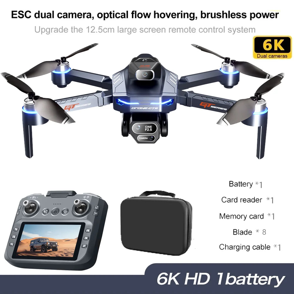 2025 Nuevo GT8 Drone GPS 8K Profesional HD 360 ° Cámaras duales 5G WIFI motores sin escobillas evitación de obstáculos juguetes de cuadricóptero plegables