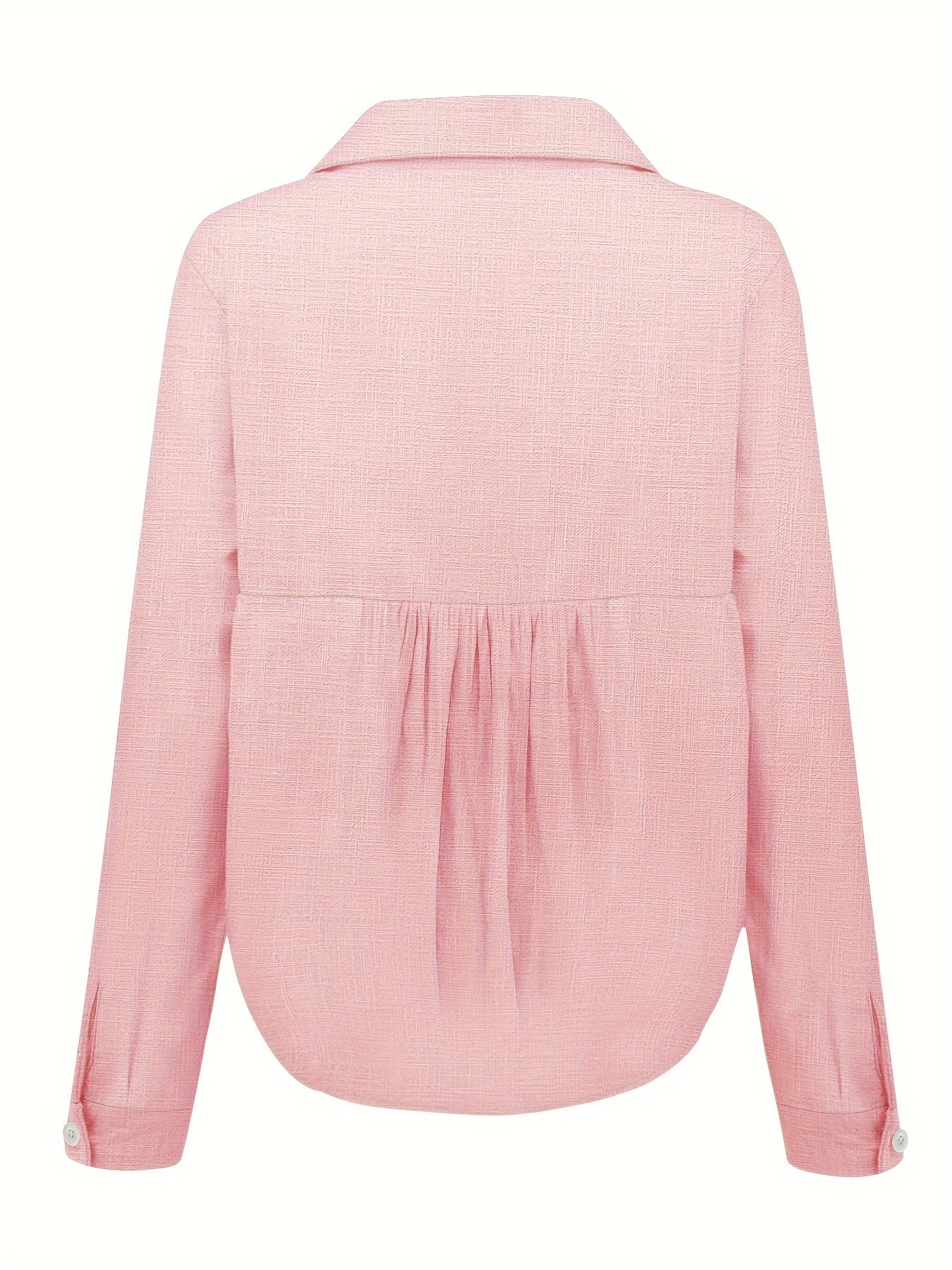 Camisa de lino de manga larga, camisa casual con botones para primavera y otoño, ropa de mujer