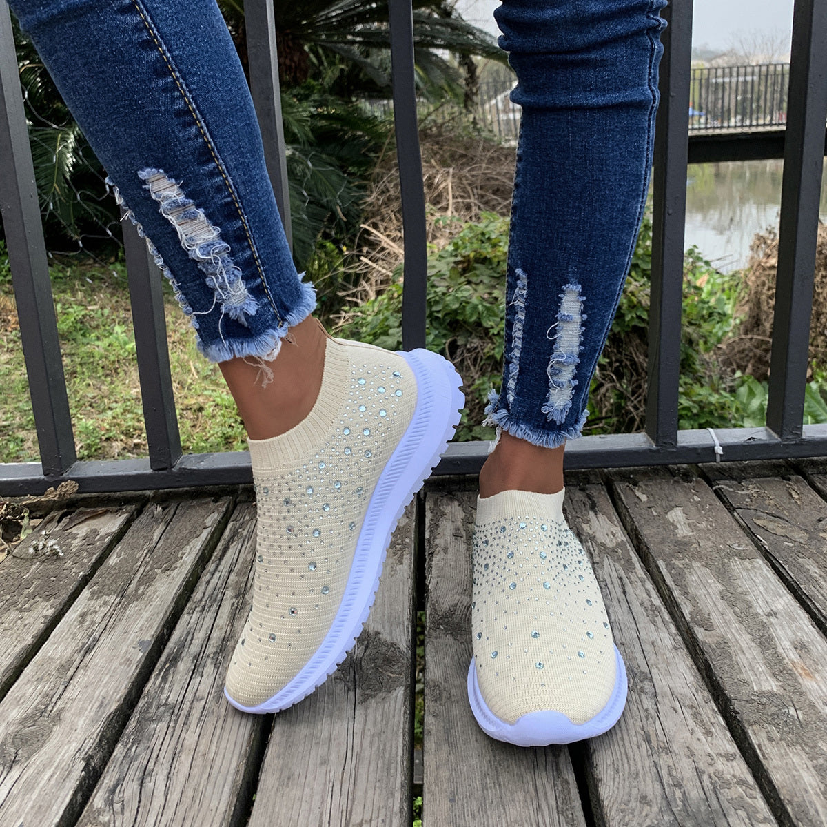 [Breathable Sneakers] Lightweight Breathable Women's Colorblock Mesh Platform Sneakers | Low Top Lace Up Shoes