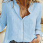 Camisa de lino de manga larga, camisa casual con botones para primavera y otoño, ropa de mujer