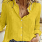 Camisa de lino de manga larga, camisa casual con botones para primavera y otoño, ropa de mujer