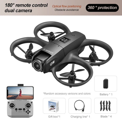 Mini Dron D16 con cámara HD 4K, Dron pequeño de bolsillo, Dron aéreo Vlog para niños principiantes