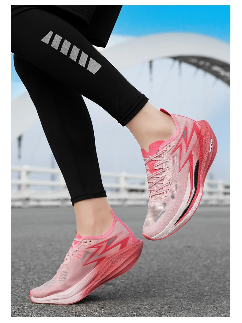 Zapatillas para correr especialidad tabla de carbono maratón hombres deportes transpirables ligeros mujeres cómodas zapatillas deportivas antideslizantes ﻿