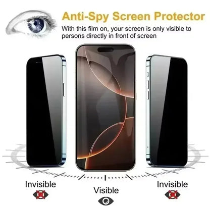 Protector de pantalla de privacidad para IPhone 16 14 11 12 13 15 Pro Max 7 8 Plus Mini X XR XS, vidrio antiespía, instalación sin polvo, 3 uds.