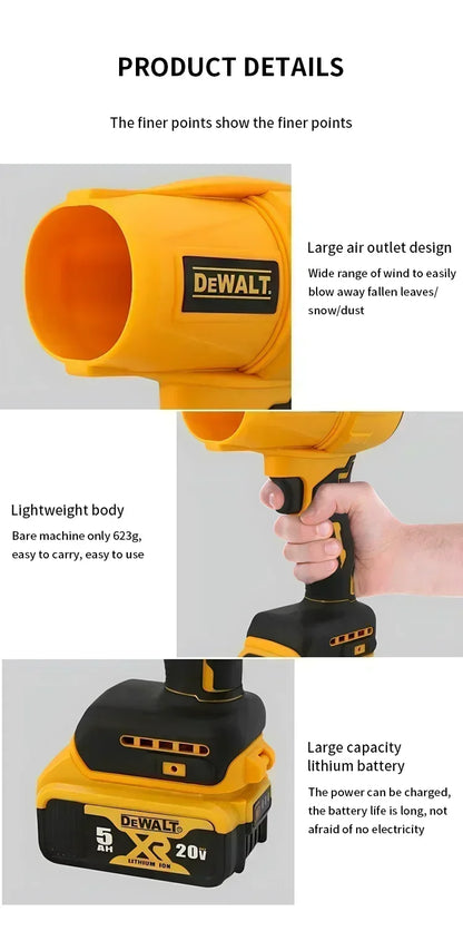 Dewalt-secador de pelo con cepillo de 30000RPM, ventilador Turbo inalámbrico, ventilador violento de mano, herramienta de eliminación de polvo recargable de 20V