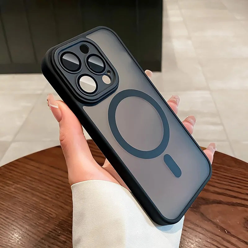 Funda para iPhone 16 15 14 13 12 11 Pro Max 16 Plus transparente para protección de lente magnética Magsafe cubierta esmerilada mate