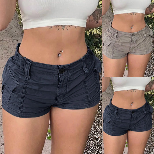 Pantalones Cortos De mezclilla Vintage para Mujer, Ropa De trabajo De color sólido, Pantalones Cortos transpirables, Ropa De calle Vintage Y2k, Ropa De Mujer