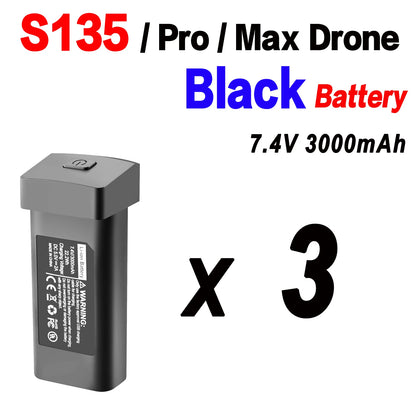 Batería Original para Dron S135, 7,4 V, 3000mAh, 30min de duración de la batería para S135 PRO Dron S135 ProMAX, piezas de accesorios