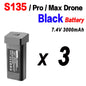 Batería Original para Dron S135, 7,4 V, 3000mAh, 30min de duración de la batería para S135 PRO Dron S135 ProMAX, piezas de accesorios