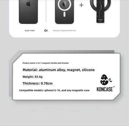 Soporte magnético para teléfono KONCASE 2 en 1 MagSafe 360 °   Accesorio para teléfono con soporte ajustable multifuncional de aleación de aluminio ultrafino