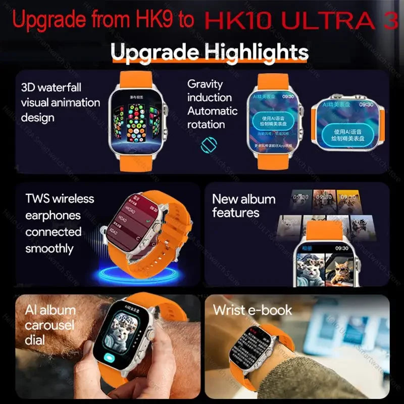 HK10PRO Chat GPT AMOLED 45mm NFC brújula BT llamada tacto suave ritmo cardíaco Smartwatch hombres mujeres