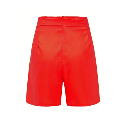 Y2K Pantalones cortos con botones lisos en la parte delantera, pantalones cortos de cintura alta para playa y verano, ropa para mujer
