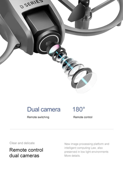2025 D16 Mini Drone Cámara HD 4K 1080P 180 °   Lente Dron profesional para evitar obstáculos flujo óptico FPV Dron RC Quadcopter juguetes