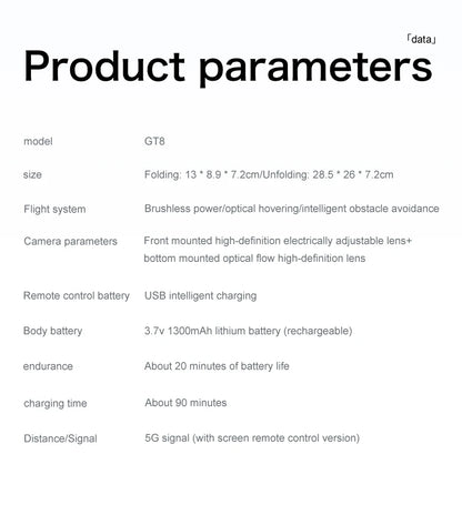 2025 Nuevo GT8 Drone GPS 8K Profesional HD 360 °   Cámaras duales 5G WIFI motores sin escobillas evitación de obstáculos juguetes de cuadricóptero plegables