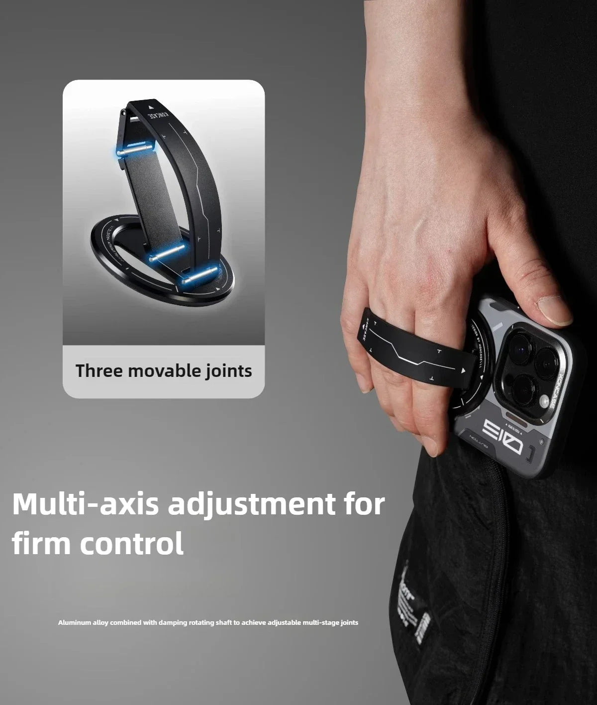 Soporte magnético para teléfono KONCASE 2 en 1 MagSafe 360 °   Accesorio para teléfono con soporte ajustable multifuncional de aleación de aluminio ultrafino