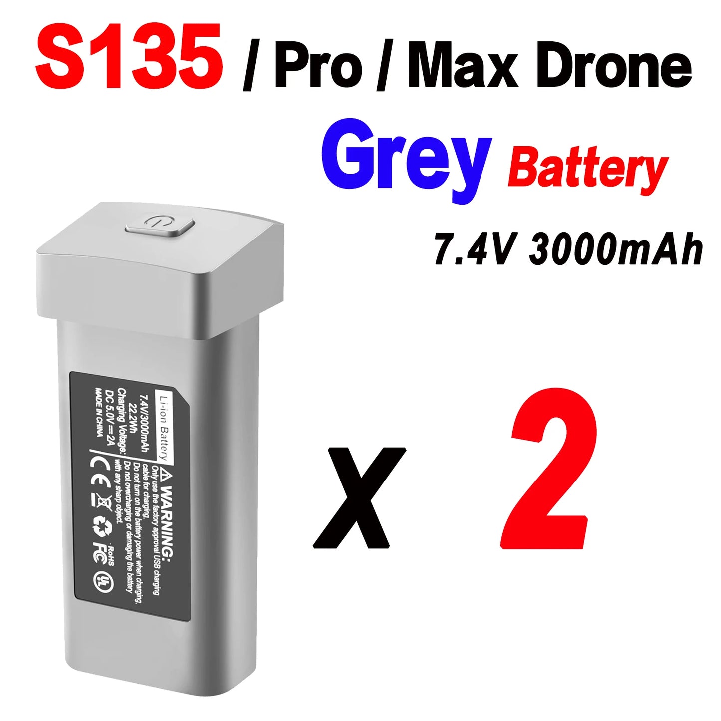 Batería Original para Dron S135, 7,4 V, 3000mAh, 30min de duración de la batería para S135 PRO Dron S135 ProMAX, piezas de accesorios