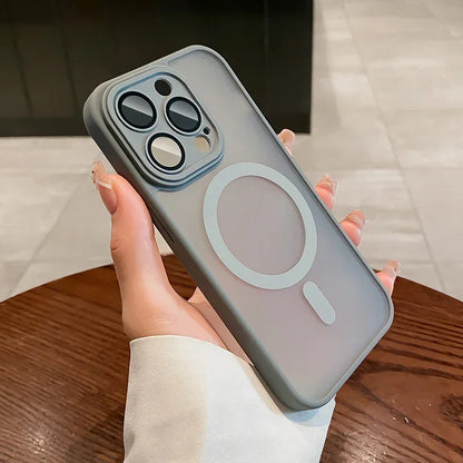 Funda para iPhone 16 15 14 13 12 11 Pro Max 16 Plus transparente para protección de lente magnética Magsafe cubierta esmerilada mate