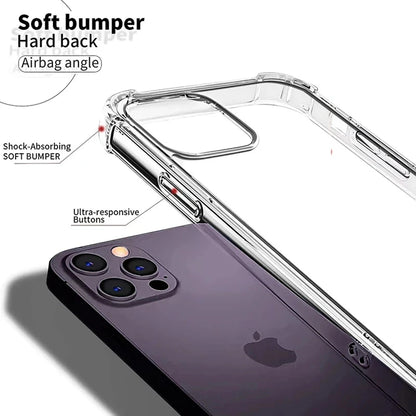 Funda transparente de lujo a prueba de golpes para iPhone 15, 14, 13, 12, 11 Pro Max, funda para teléfono en iPhone 13, 12, 14, 15 Plus, funda trasera transparente