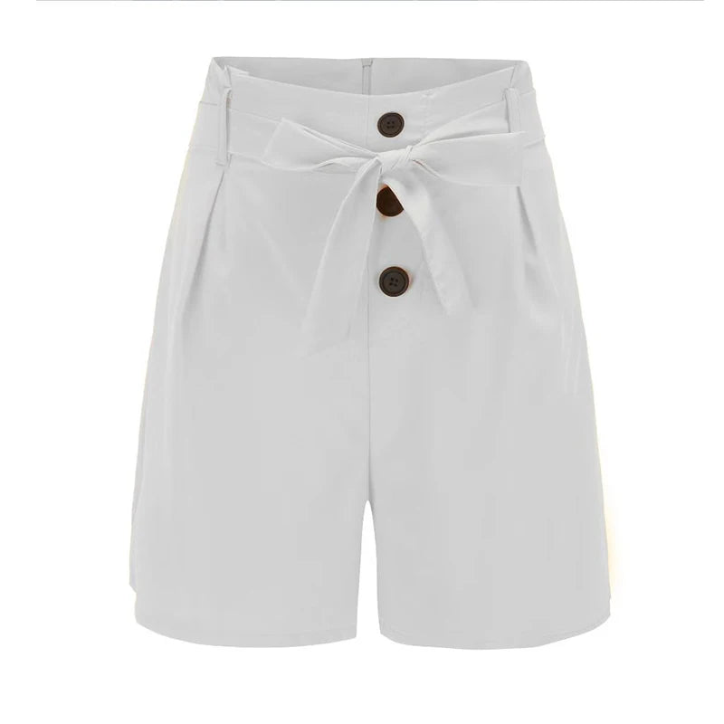 Y2K Pantalones cortos con botones lisos en la parte delantera, pantalones cortos de cintura alta para playa y verano, ropa para mujer