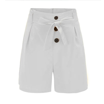 Y2K Pantalones cortos con botones lisos en la parte delantera, pantalones cortos de cintura alta para playa y verano, ropa para mujer