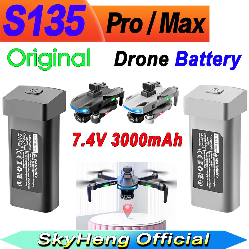 Batería Original para Dron S135, 7,4 V, 3000mAh, 30min de duración de la batería para S135 PRO Dron S135 ProMAX, piezas de accesorios