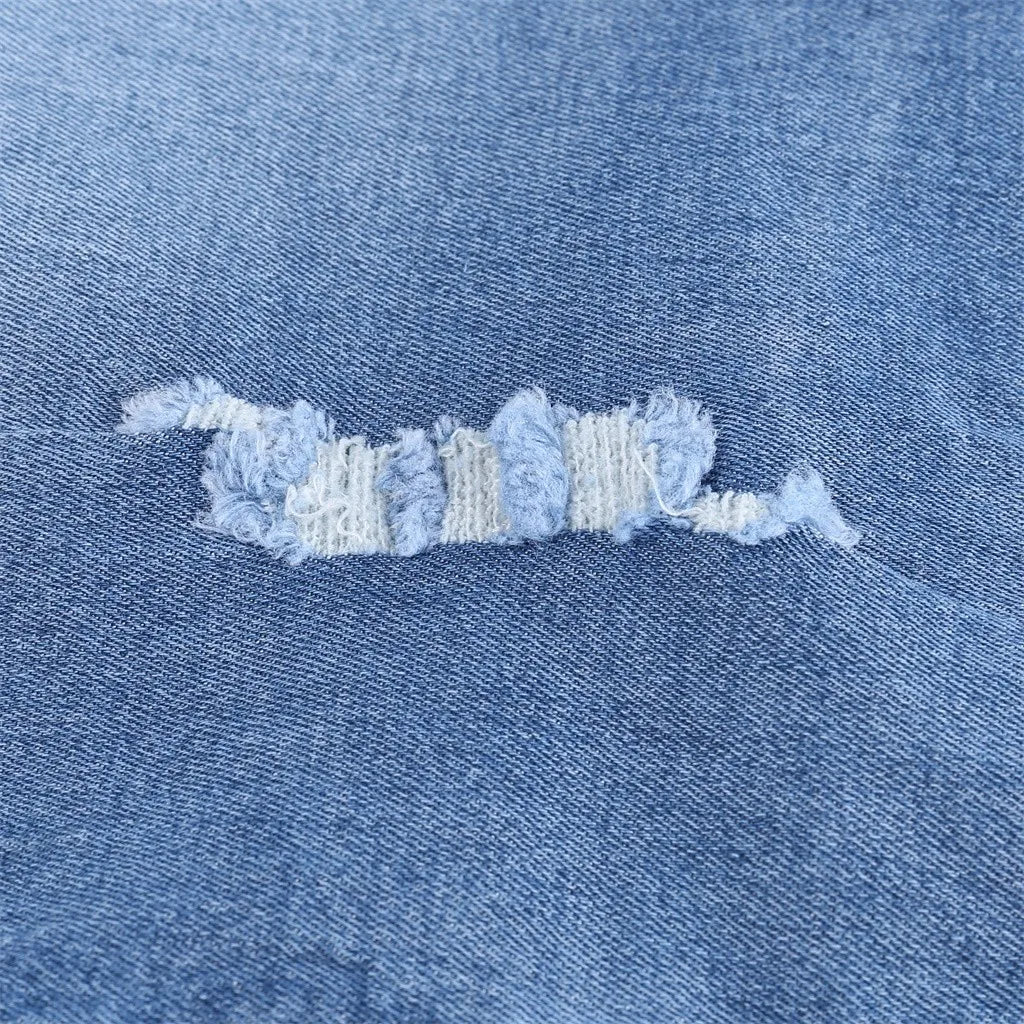Pantalones cortos de mezclilla de cintura alta para mujer, pantalones cortos elásticos de cadera envueltos con borde crudo, pantalones vaqueros rasgados Retro, ropa de calle sólida, verano, caliente
