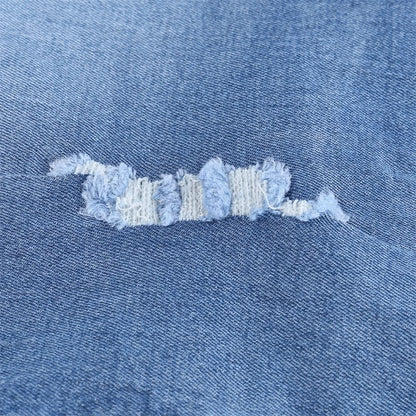 Pantalones cortos de mezclilla de cintura alta para mujer, pantalones cortos elásticos de cadera envueltos con borde crudo, pantalones vaqueros rasgados Retro, ropa de calle sólida, verano, caliente