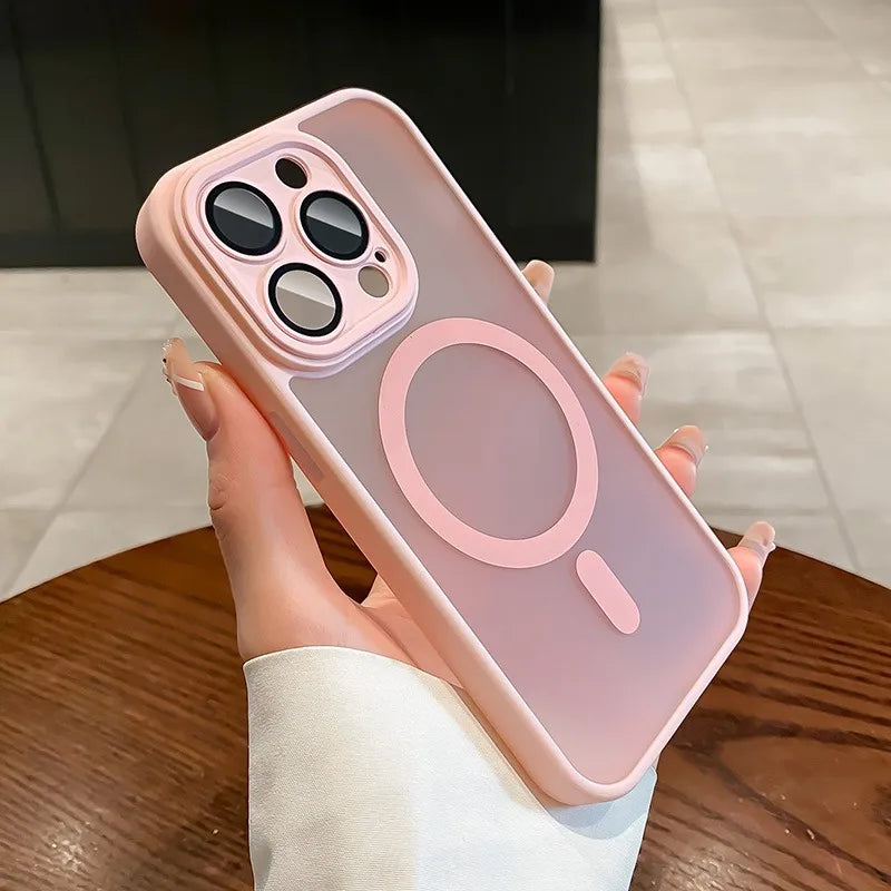 Funda para iPhone 16 15 14 13 12 11 Pro Max 16 Plus transparente para protección de lente magnética Magsafe cubierta esmerilada mate