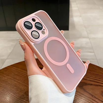 Funda para iPhone 16 15 14 13 12 11 Pro Max 16 Plus transparente para protección de lente magnética Magsafe cubierta esmerilada mate