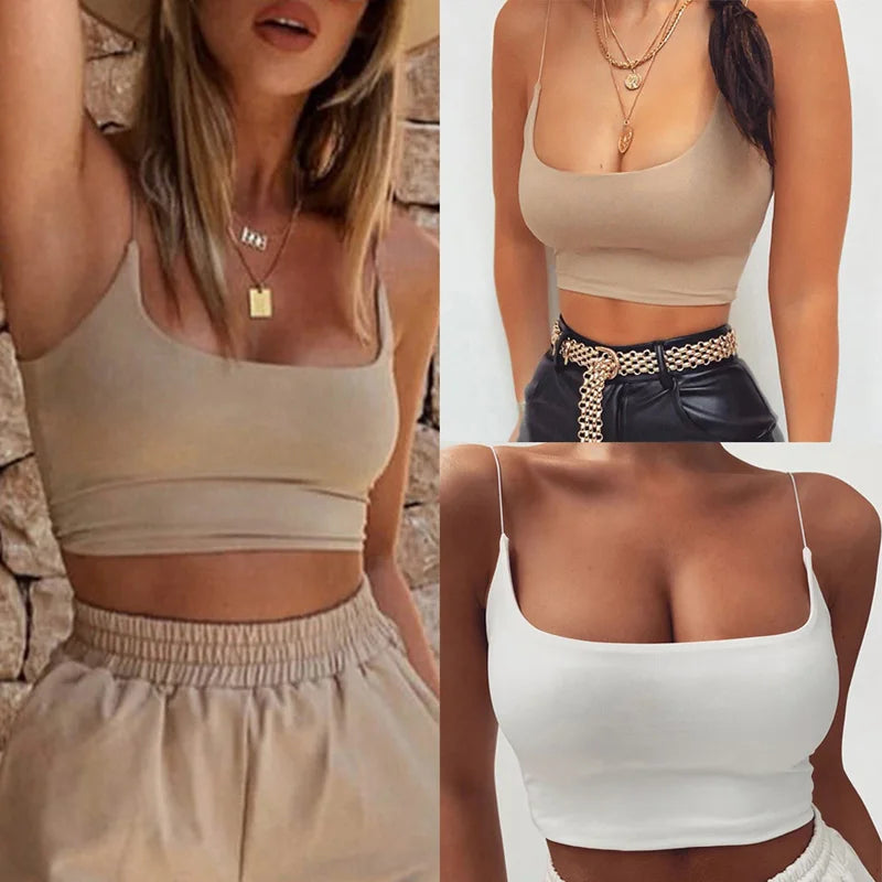 Camisola sin mangas de verano para mujer, corpiño de algodón sin mangas, sujetador Bandeau sin relleno, chaleco, Top corto, camisetas sin costuras