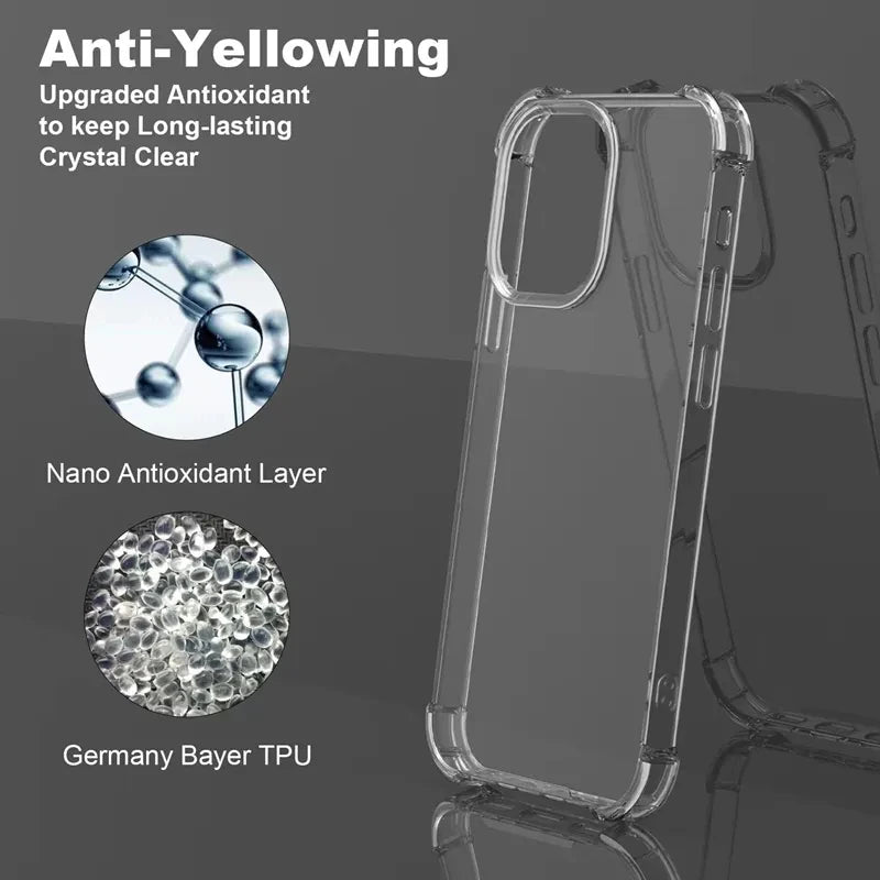 Funda transparente de lujo a prueba de golpes para iPhone 15, 14, 13, 12, 11 Pro Max, funda para teléfono en iPhone 13, 12, 14, 15 Plus, funda trasera transparente
