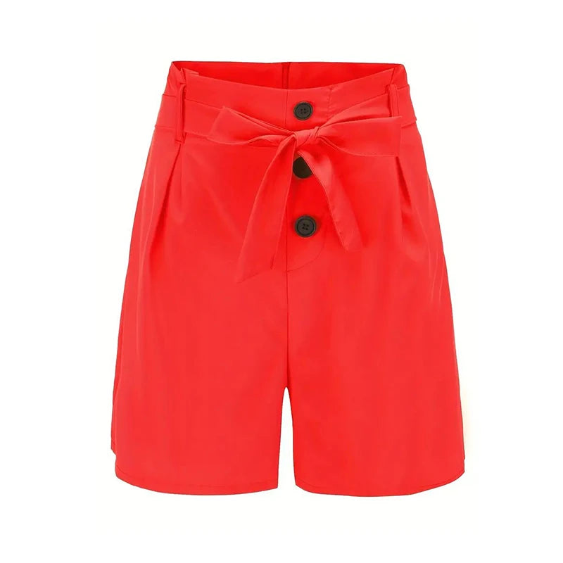 Y2K Pantalones cortos con botones lisos en la parte delantera, pantalones cortos de cintura alta para playa y verano, ropa para mujer