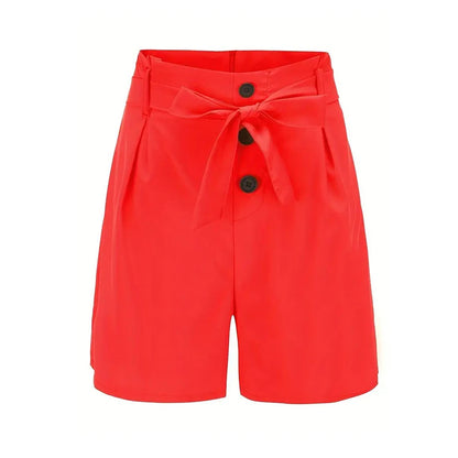 Y2K Pantalones cortos con botones lisos en la parte delantera, pantalones cortos de cintura alta para playa y verano, ropa para mujer