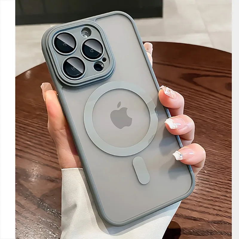 Funda para iPhone 16 15 14 13 12 11 Pro Max 16 Plus transparente para protección de lente magnética Magsafe cubierta esmerilada mate