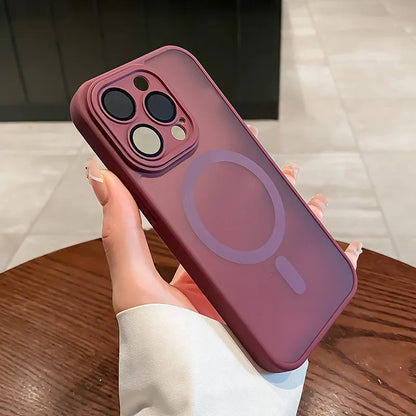 Funda para iPhone 16 15 14 13 12 11 Pro Max 16 Plus transparente para protección de lente magnética Magsafe cubierta esmerilada mate