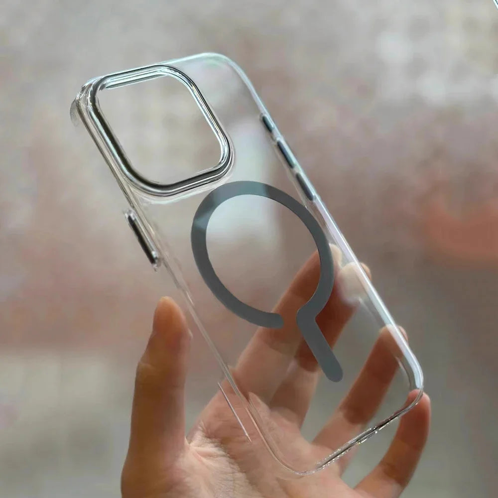 Para teléfono 16Pro Max titanio gris botón de metal fuerte magsafe caja de teléfono de carga para iPhone 16 15 14 13 12 Pro Max sho magnético