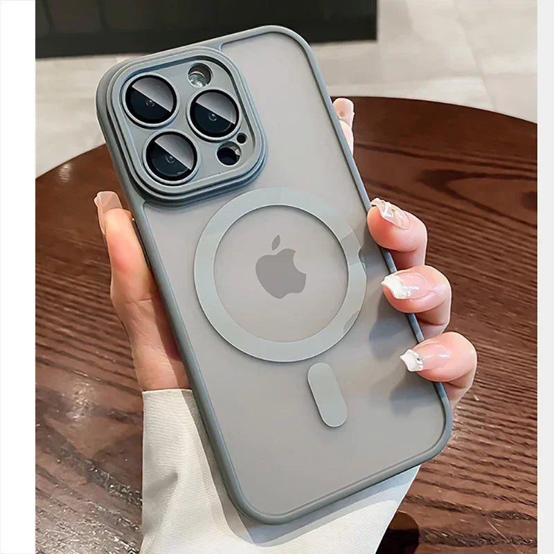 Funda para iPhone 16 15 14 13 12 11 Pro Max 16 Plus transparente para protección de lente magnética Magsafe cubierta esmerilada mate