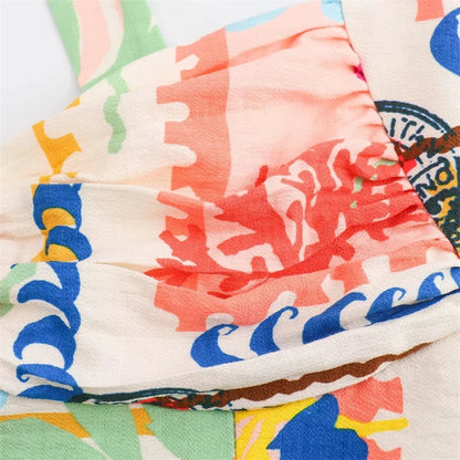 MUJER-Top corto con estampado de almazuela para mujer, Top sin mangas con cuello Halter y espalda descubierta con tirantes y hombros descubiertos, Tops cortos fruncidos de verano para mujer