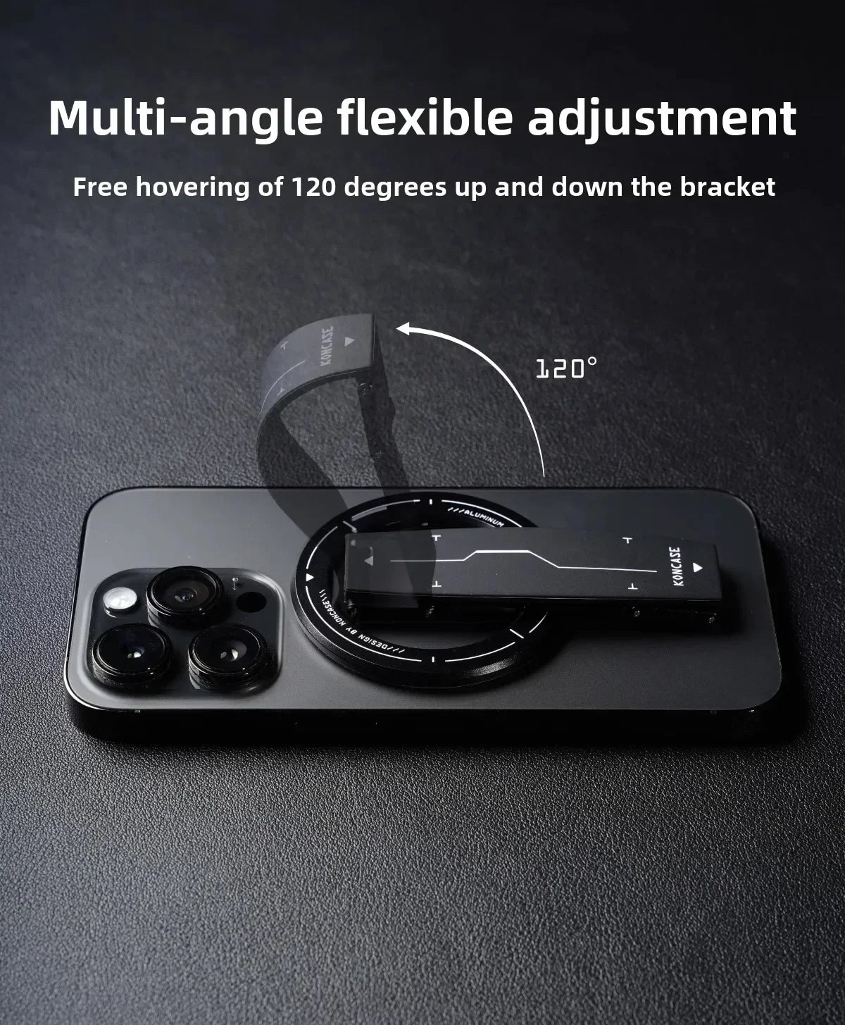 Soporte magnético para teléfono KONCASE 2 en 1 MagSafe 360 °   Accesorio para teléfono con soporte ajustable multifuncional de aleación de aluminio ultrafino